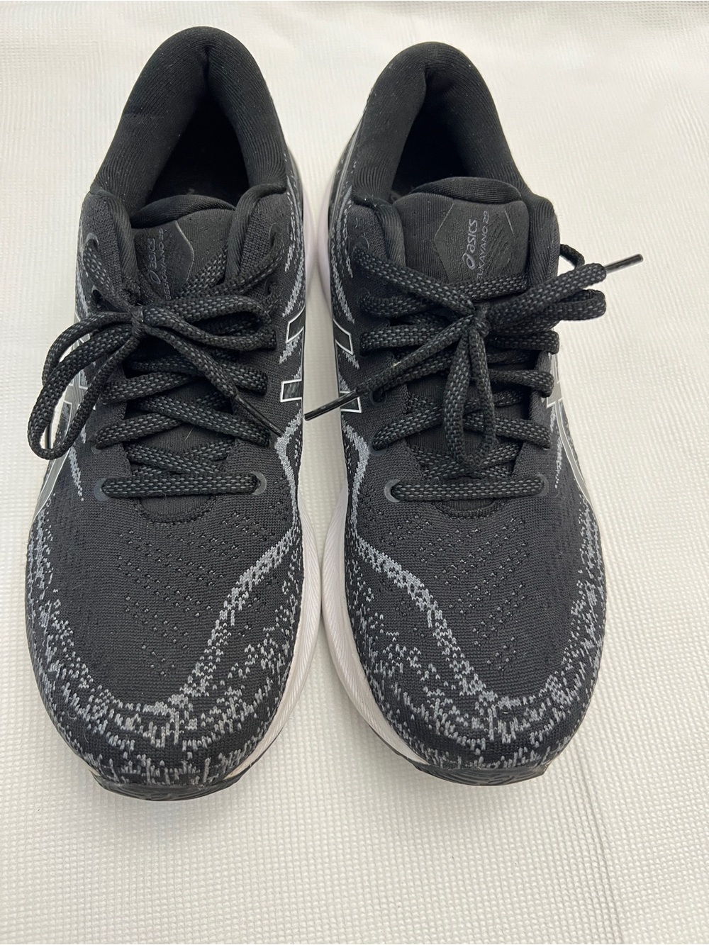 Asics Gel Kayano 29 Black and Gray Knit Athletic Running Shoes
